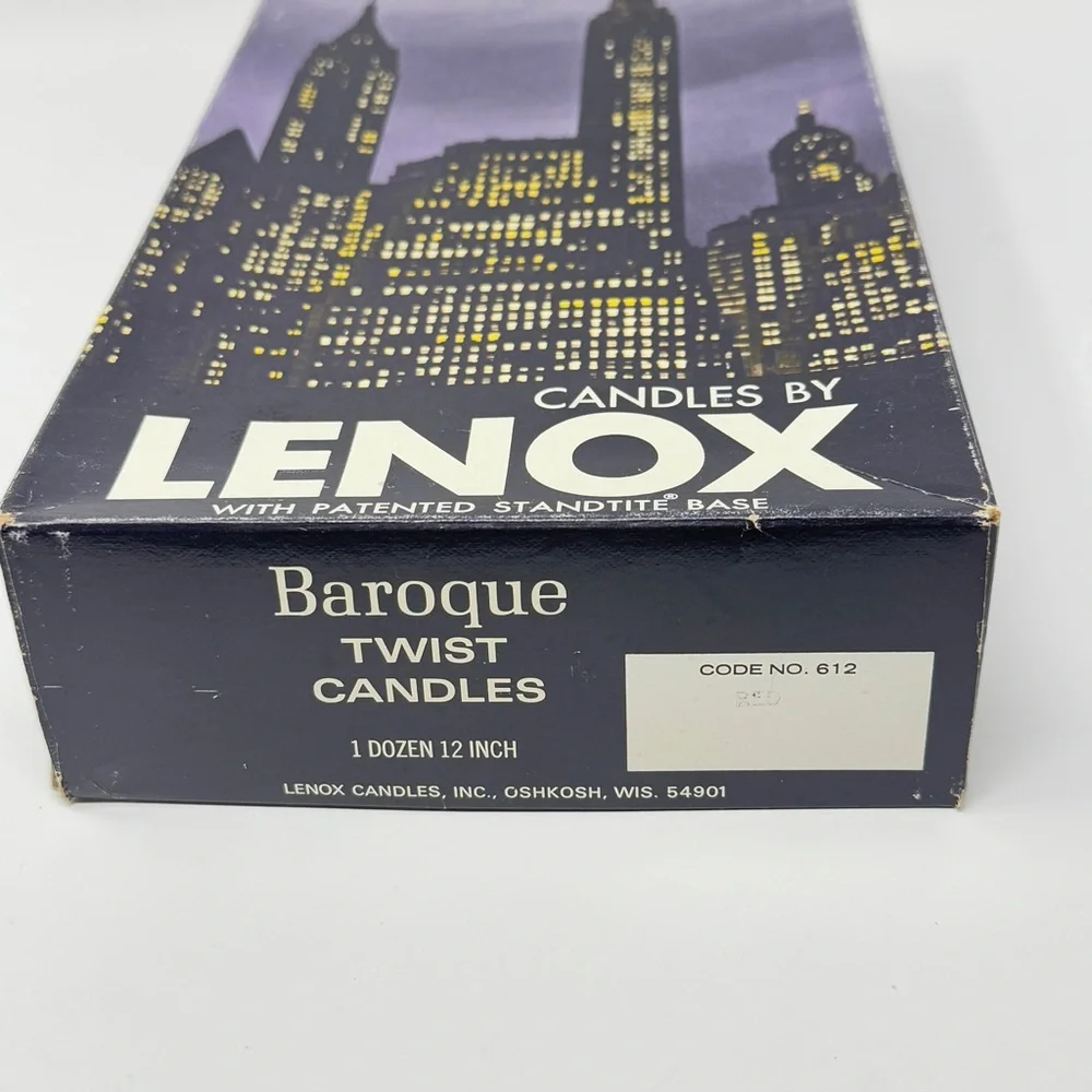 Vintage Lenox 12” Baroque Twist Taper Candles in Red Color - NEW in Plastic